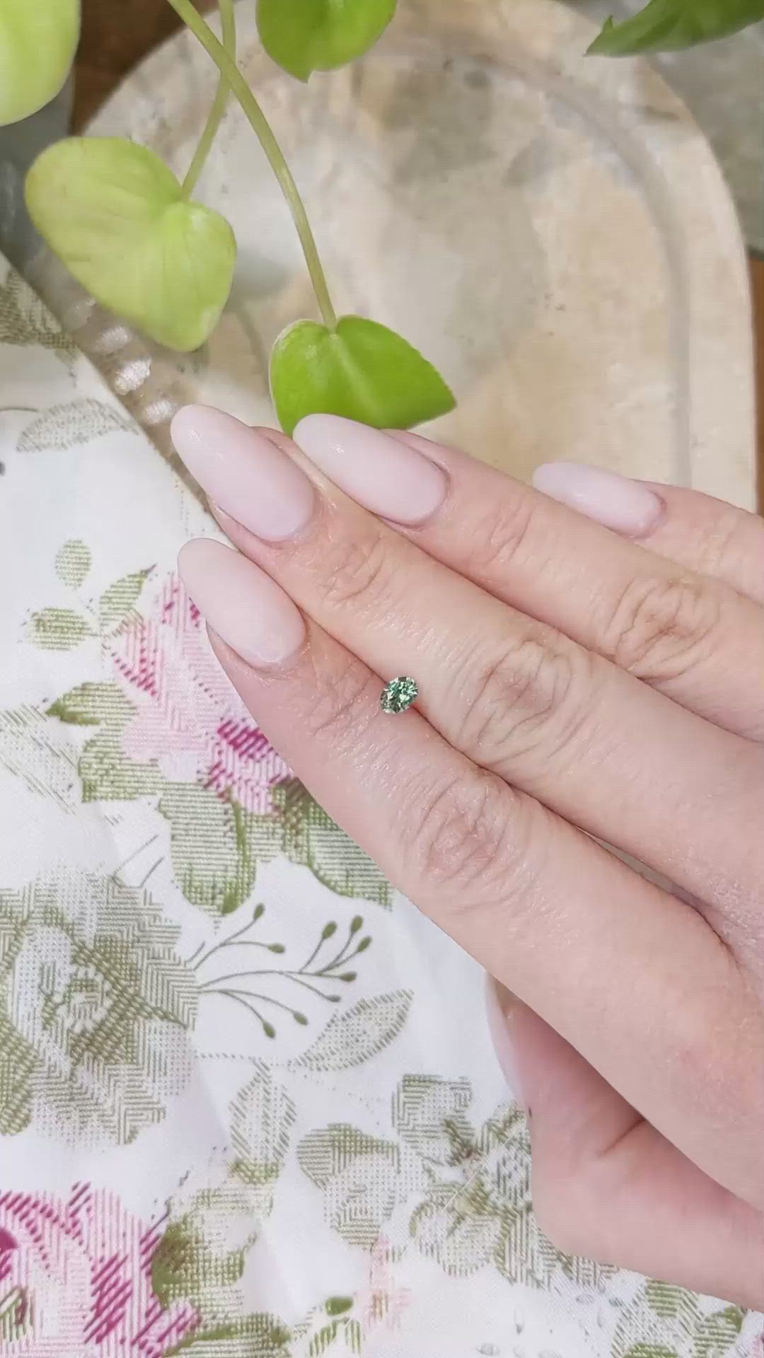 0.39 Ct. Greenish Blue Sapphire from Madagascar Size Video