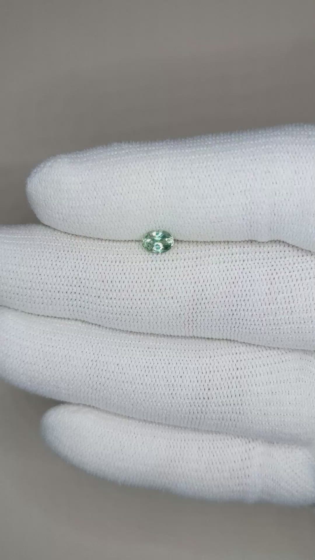 0.49 Ct. Bluish Green Sapphire from Madagascar Size Video