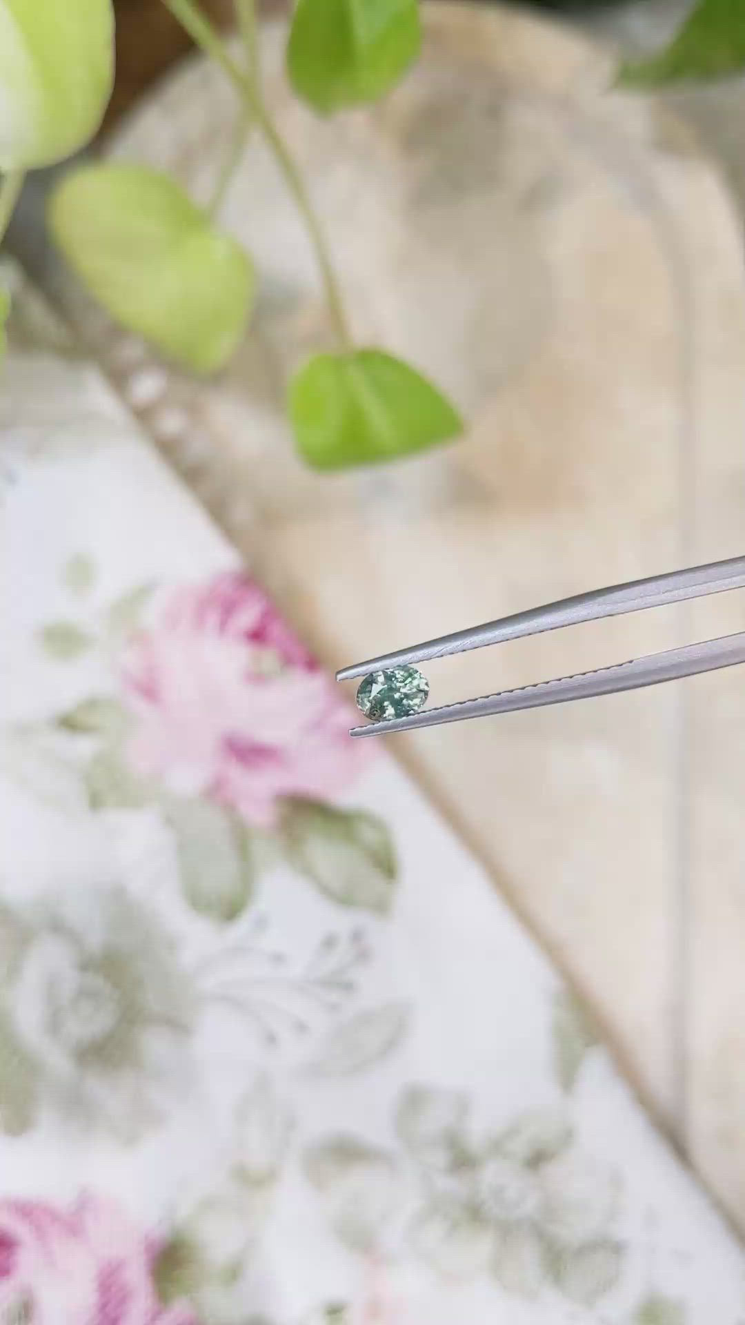 0.49 Ct. Bluish Green Sapphire from Madagascar Size Video