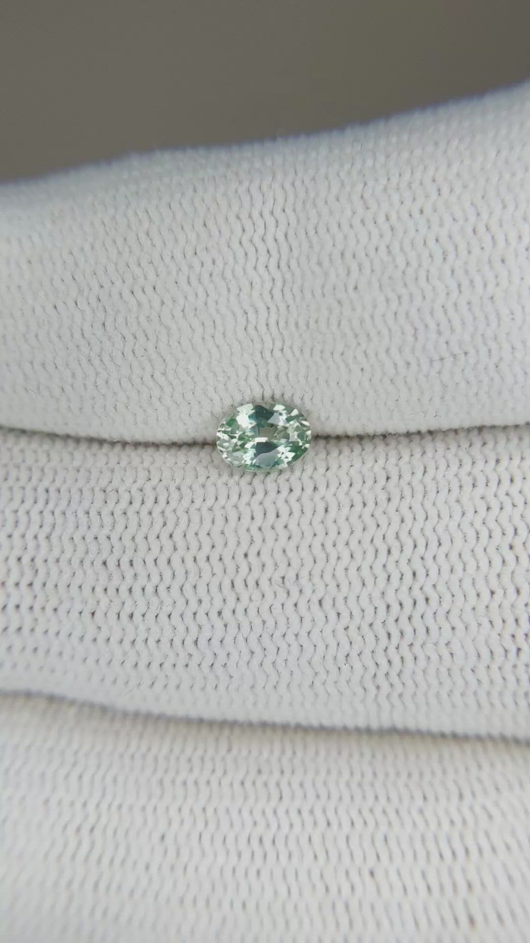0.49 Ct. Bluish Green Sapphire from Madagascar Size Video