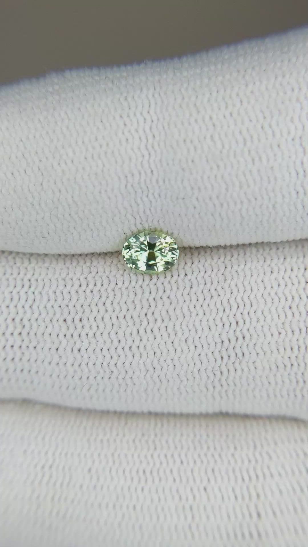 0.56 Ct. Yellowish Green Sapphire from Madagascar Size Video