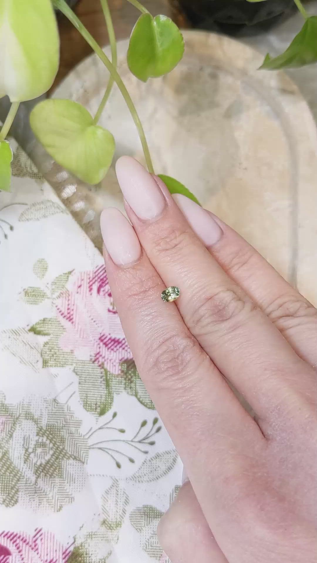 0.56 Ct. Yellowish Green Sapphire from Madagascar Size Video