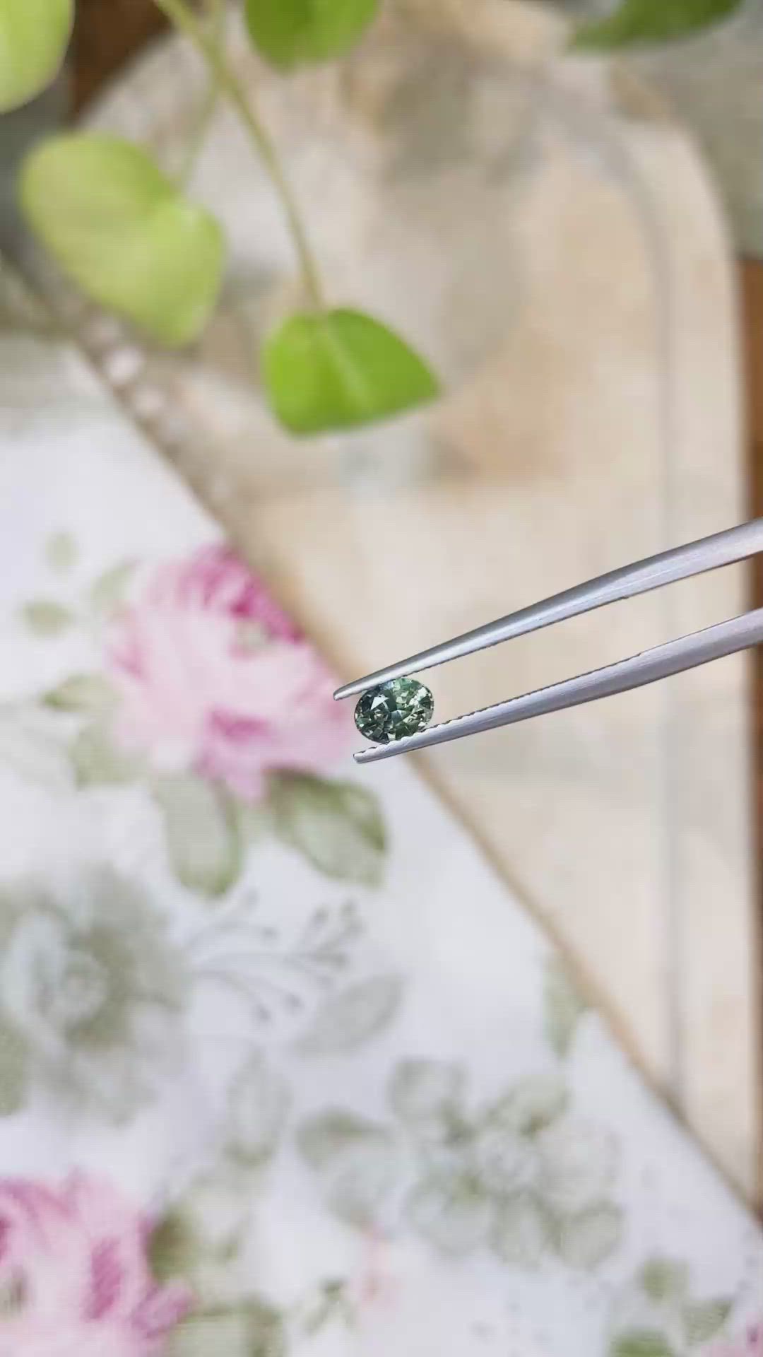 0.55 Ct. Bluish Green Sapphire from Madagascar Size Video