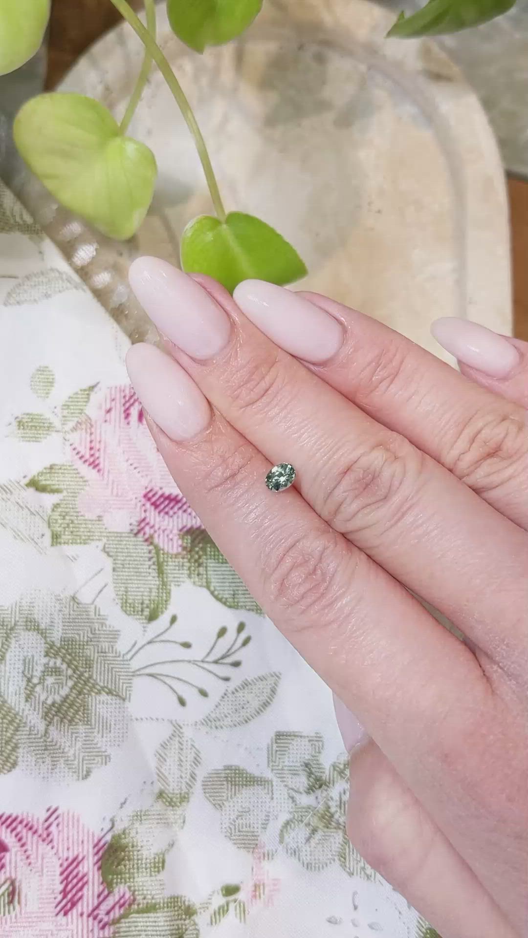 0.44 Ct. Bluish Green Sapphire from Madagascar Size Video