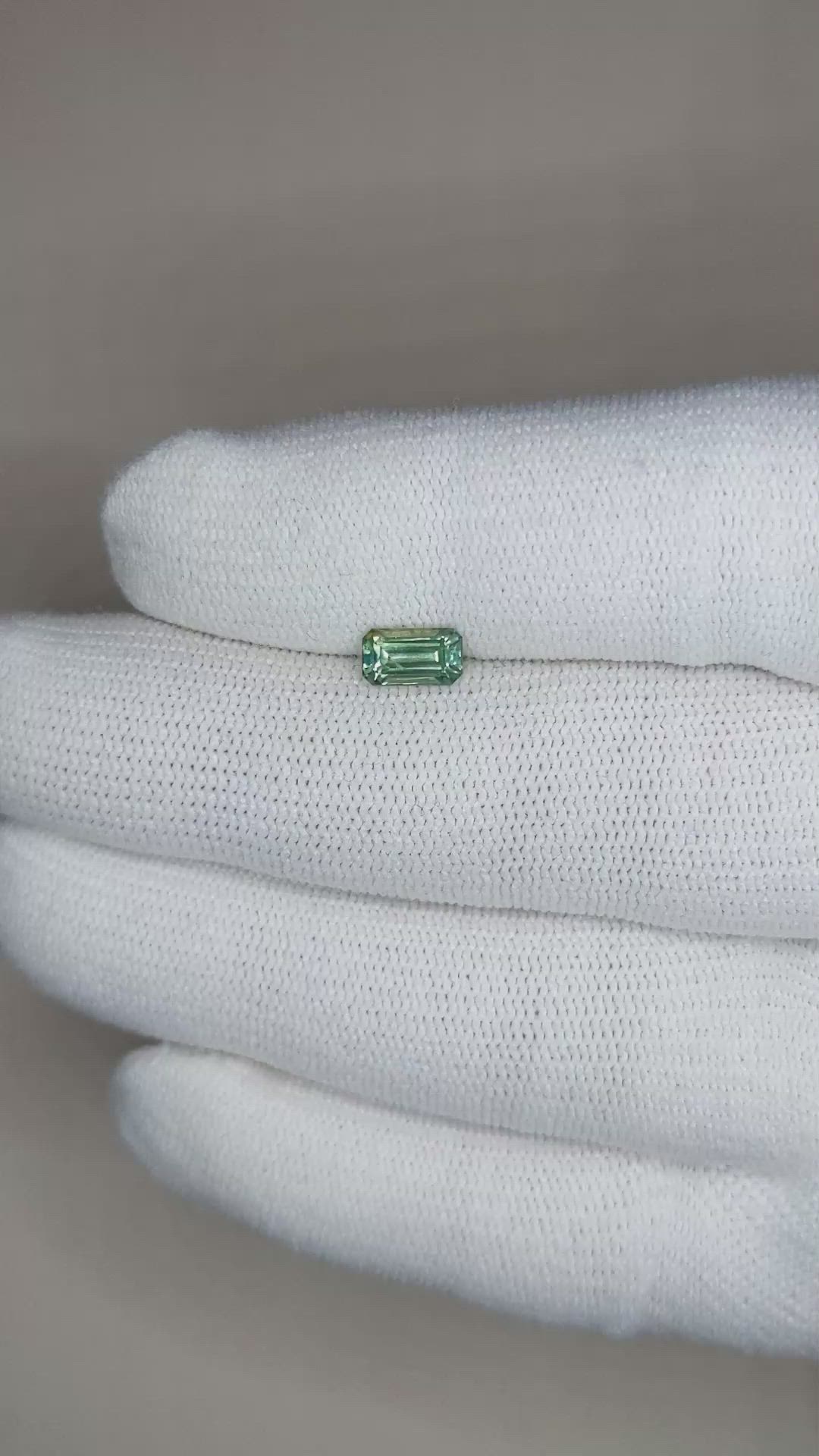 0.88 Ct. Yellowish Green Sapphire from Madagascar Size Video