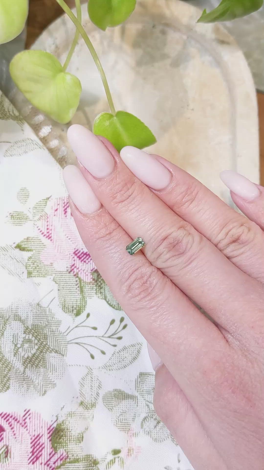 0.88 Ct. Yellowish Green Sapphire from Madagascar Size Video