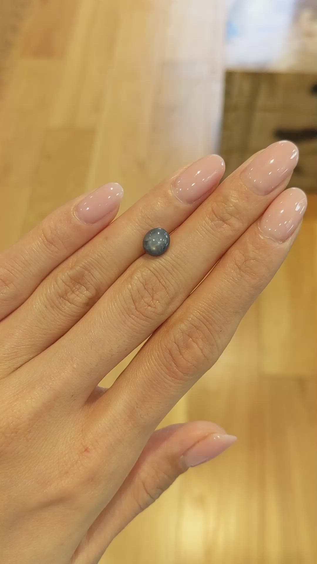 2.33 Ct. Bluish Grey Star Sapphire from Burma (Myanmar) Size Video