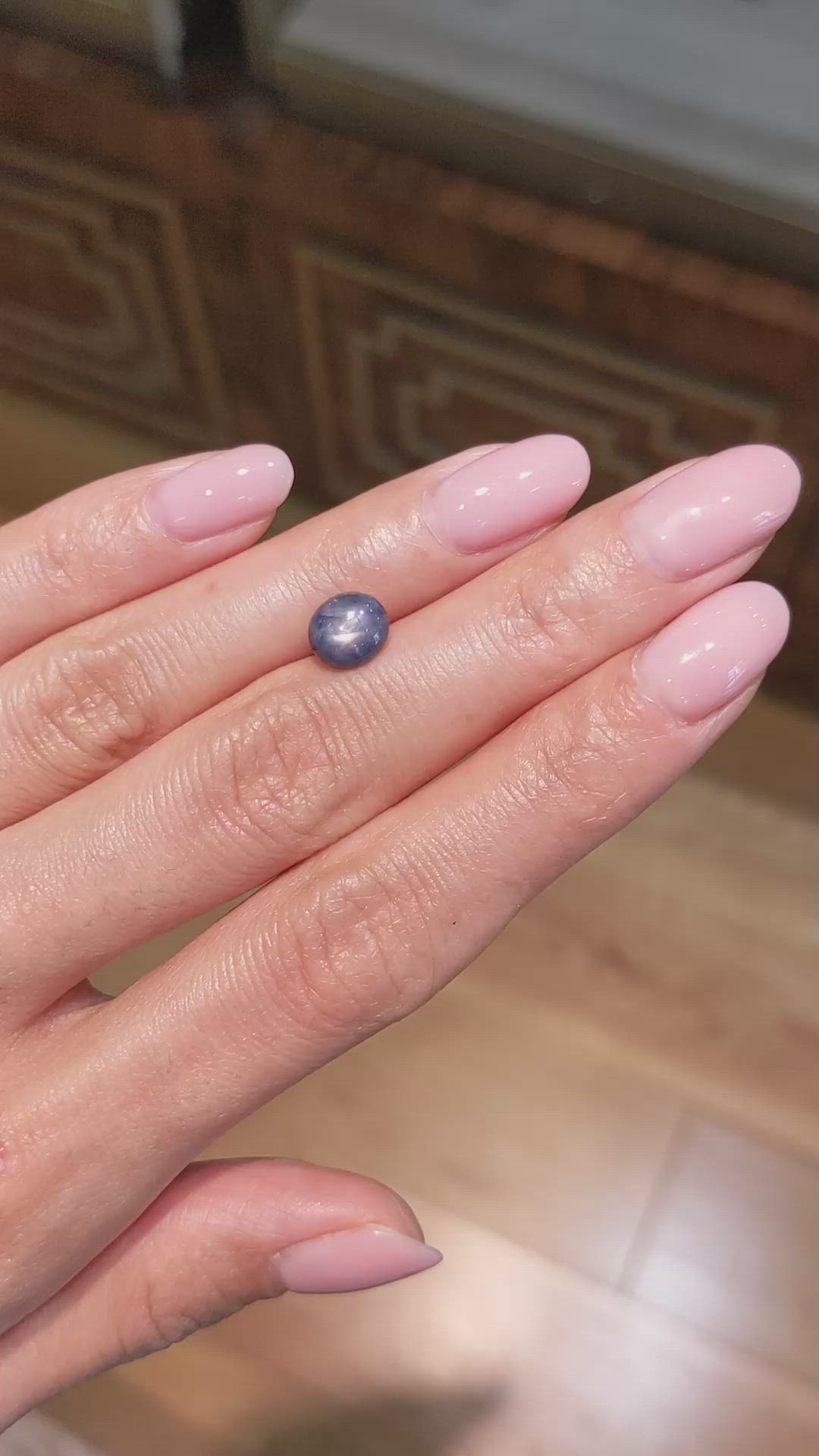 2.33 Ct. Bluish Grey Star Sapphire from Burma (Myanmar) Size Video
