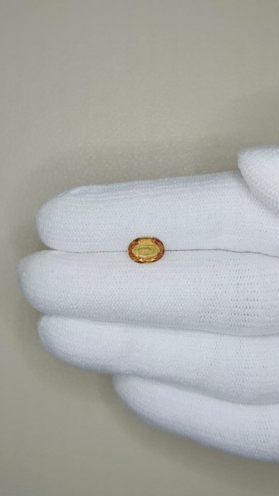 1.05 Ct. Orangish Yellow Sapphire from Ceylon (Sri Lanka) Size Video