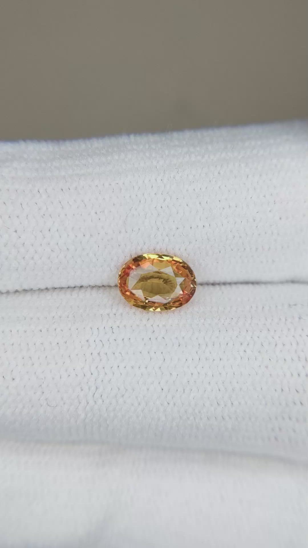 1.05 Ct. Orangish Yellow Sapphire from Ceylon (Sri Lanka) Size Video
