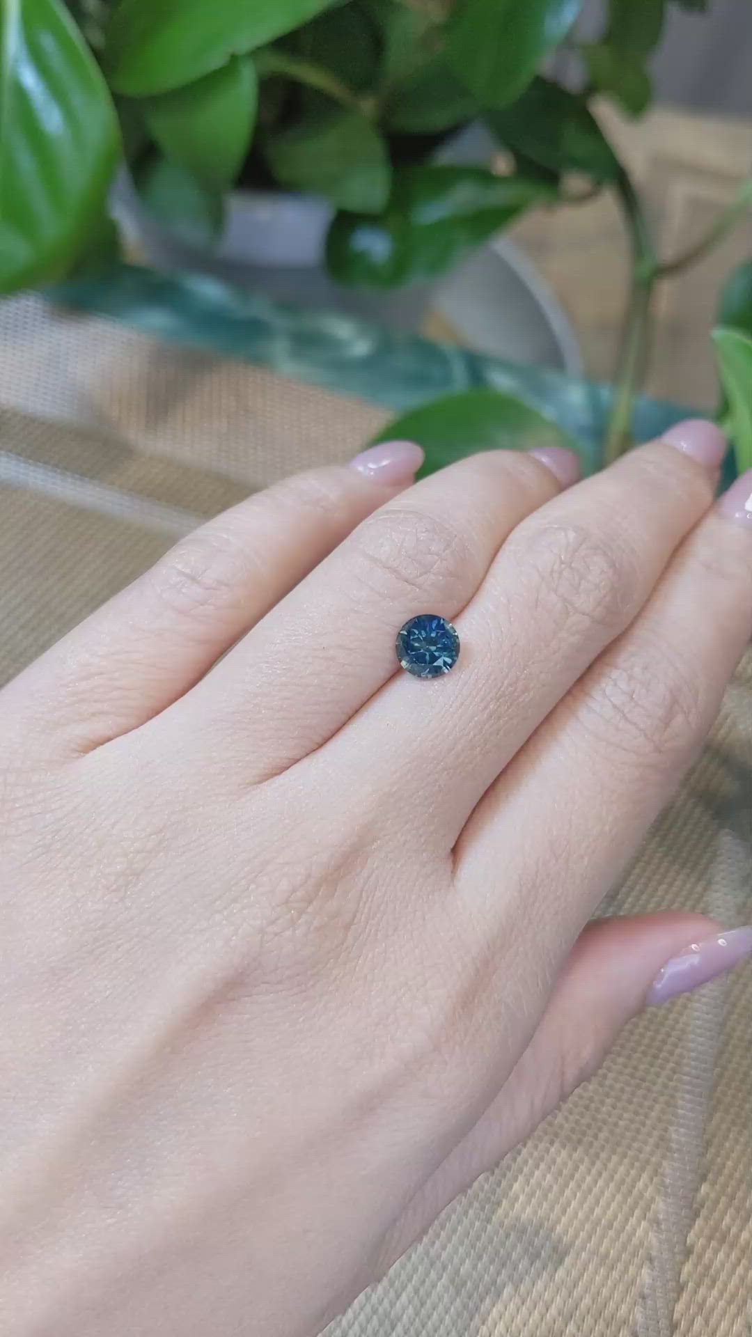 1.56 Ct. Greenish Blue Sapphire from Montana Size Video