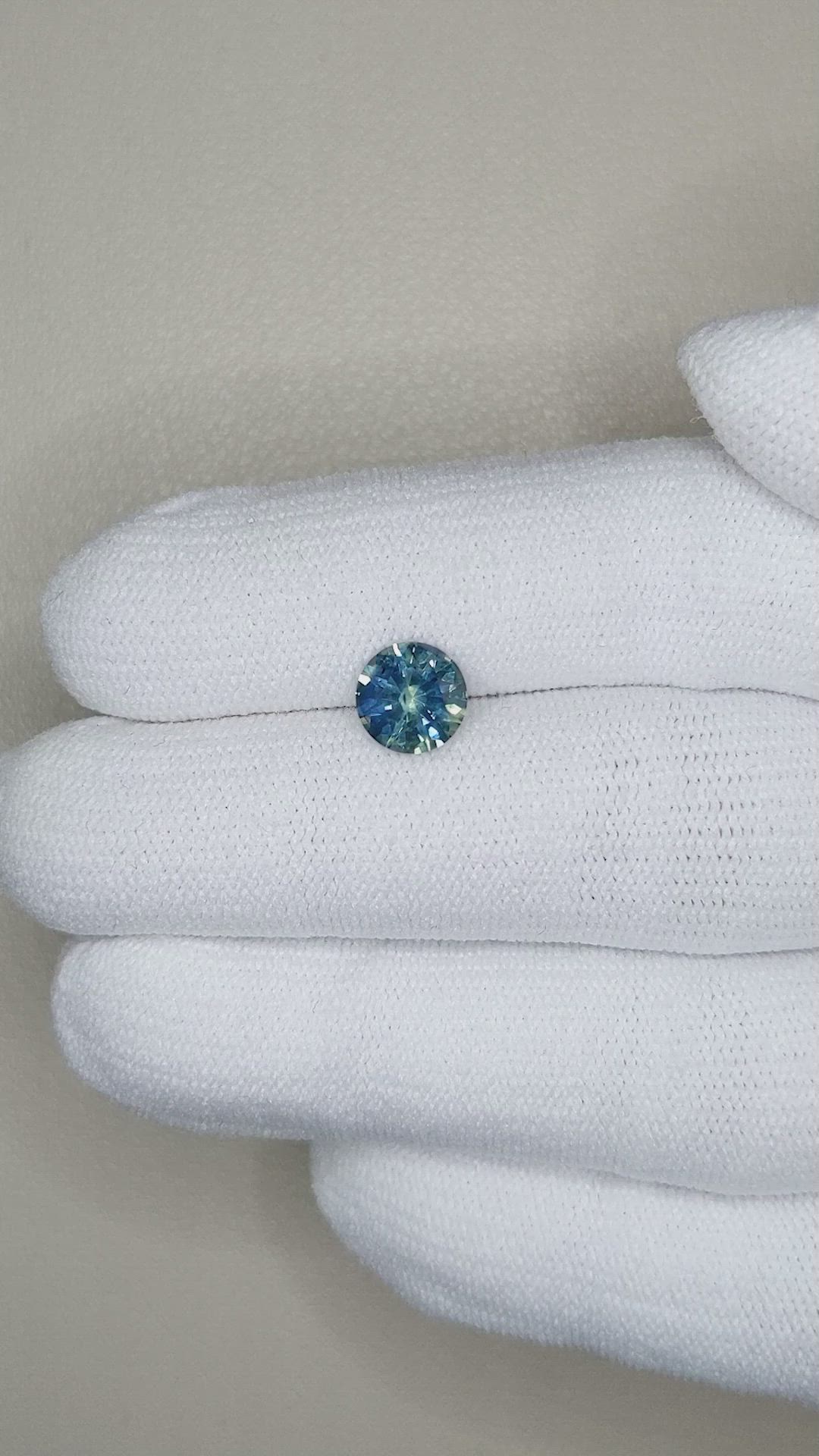 0.68 Ct. Greenish Blue Sapphire from Montana Size Video