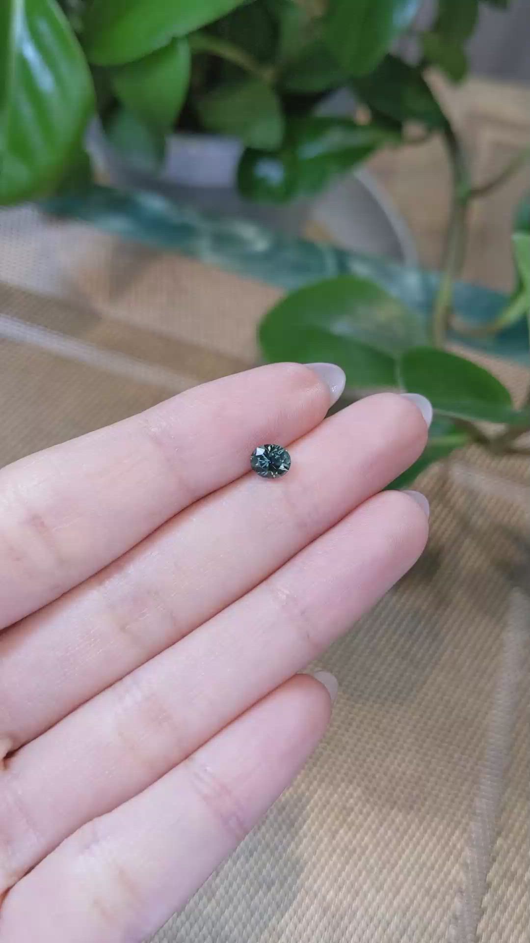 0.68 Ct. Bluish Green Sapphire from Montana Size Video