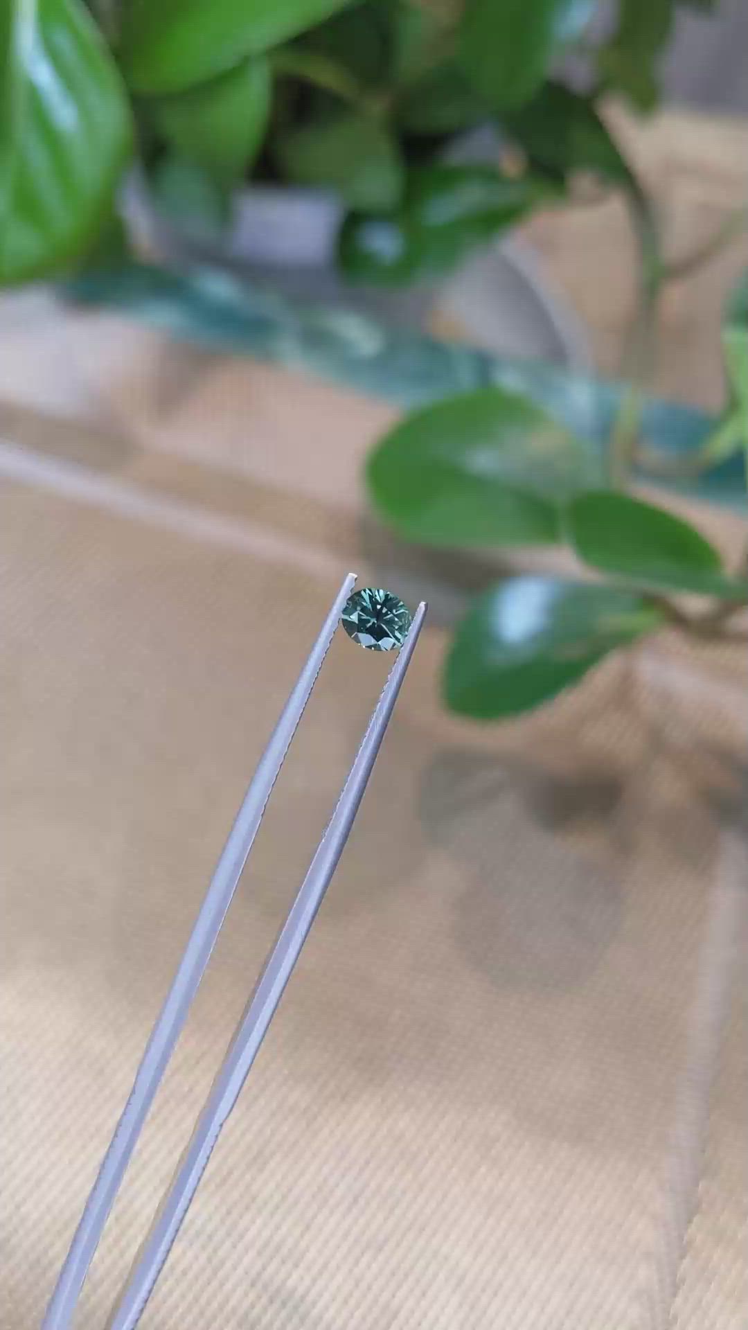 0.68 Ct. Bluish Green Sapphire from Montana Size Video