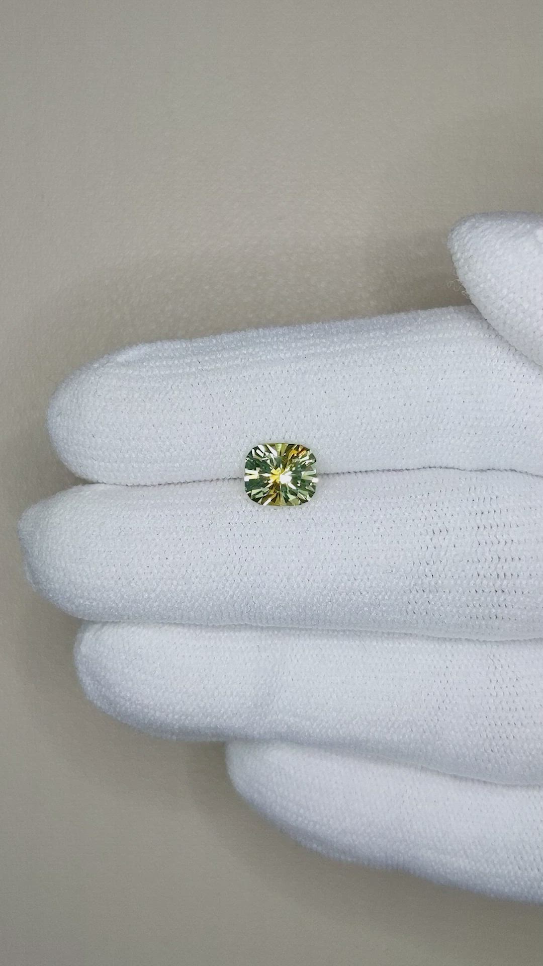 1.54 Ct. Yellowish Green Sapphire from Montana Size Video