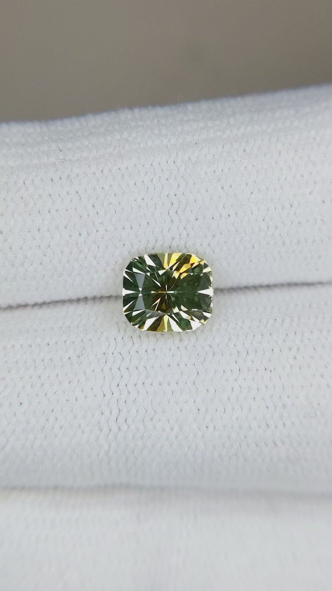 1.54 Ct. Yellowish Green Sapphire from Montana Size Video