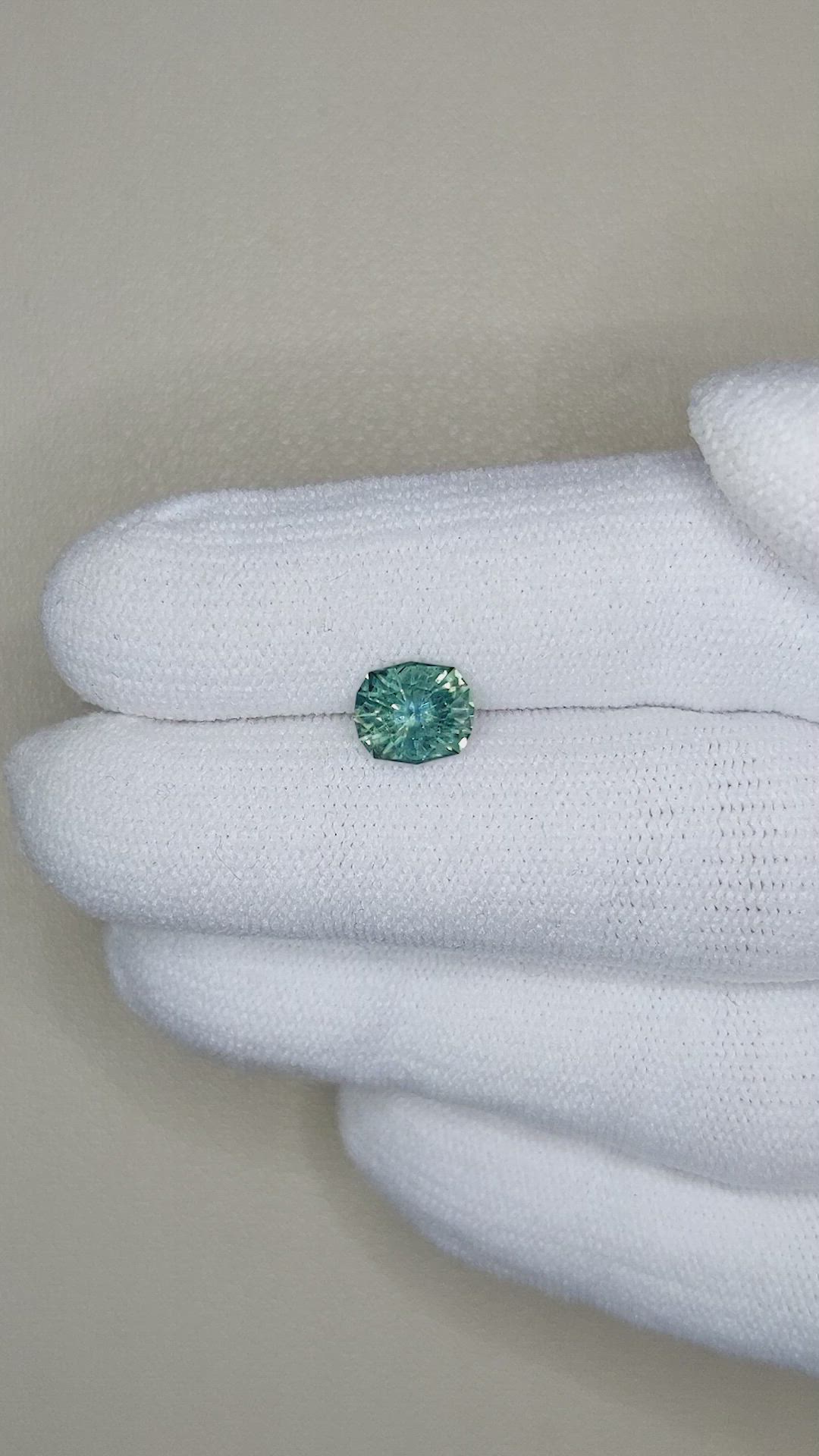 1.43 Ct. Bluish Green Sapphire from Montana Size Video