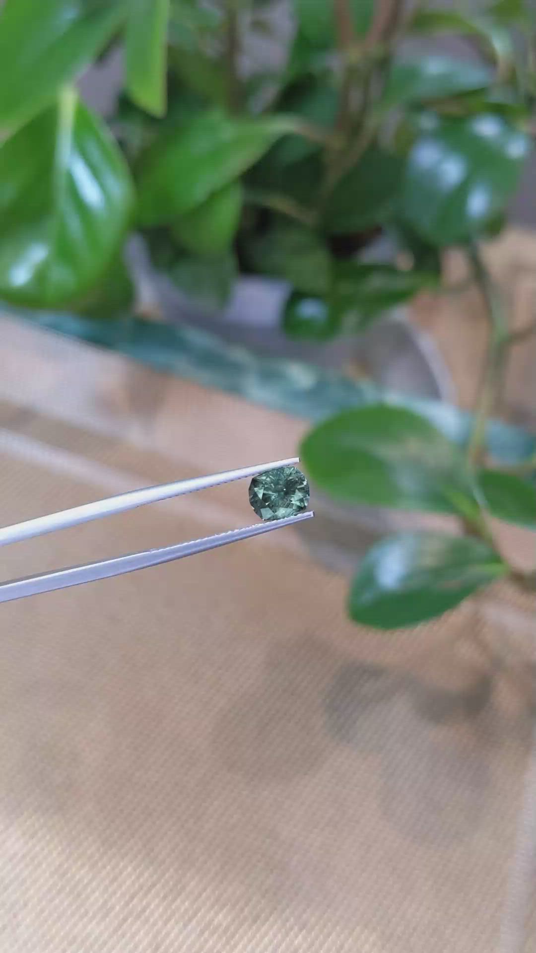 1.43 Ct. Bluish Green Sapphire from Montana Size Video