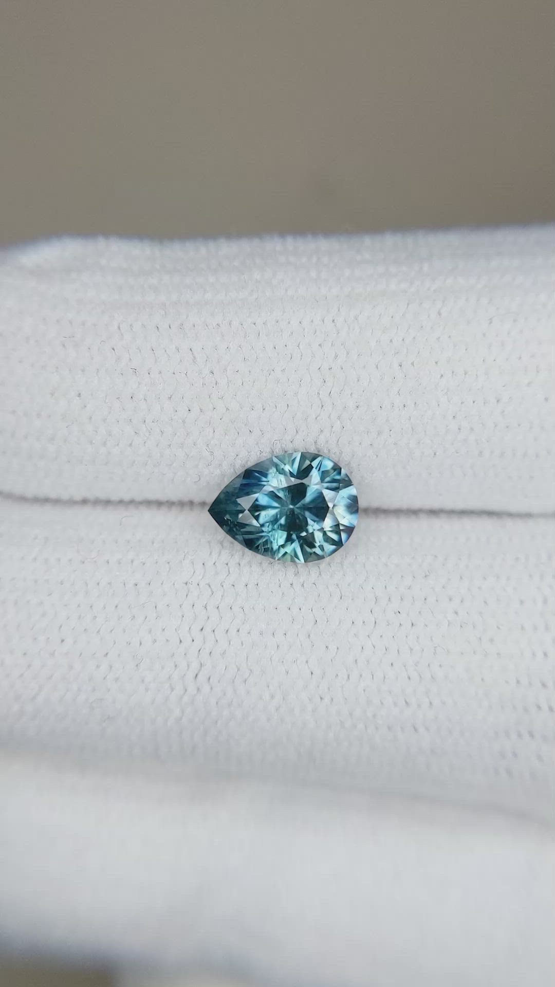 1.31 Ct. Greenish Blue Sapphire from Montana Size Video