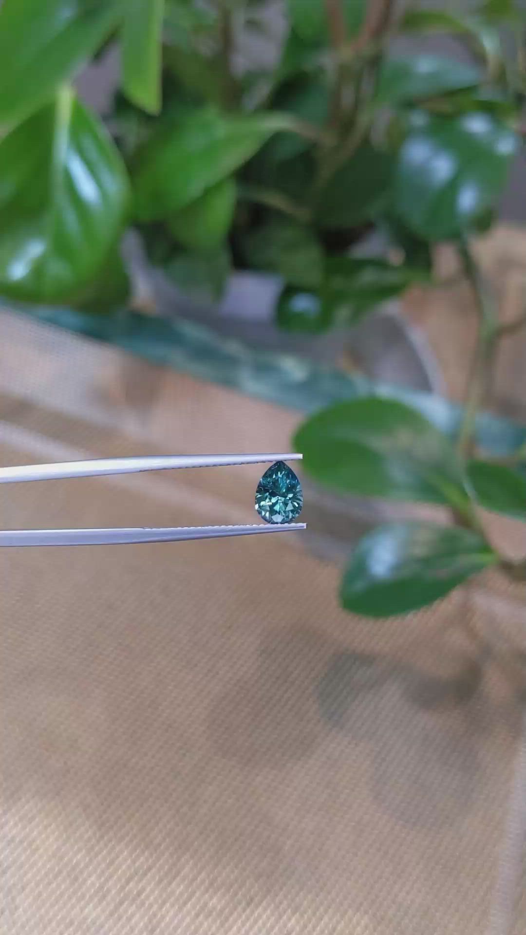 1.31 Ct. Greenish Blue Sapphire from Montana Size Video