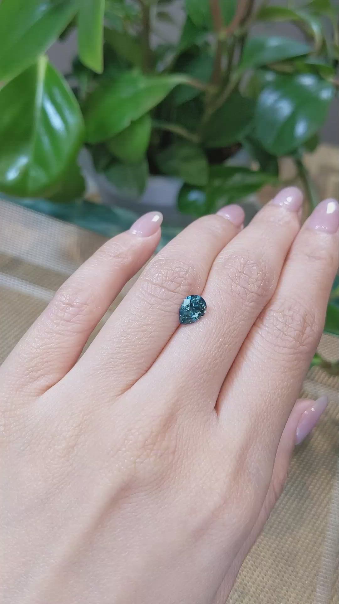 1.31 Ct. Greenish Blue Sapphire from Montana Size Video