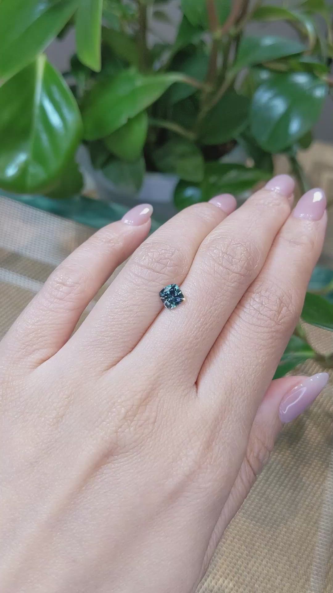 1.02 Ct. Bluish Green Sapphire from Montana Size Video