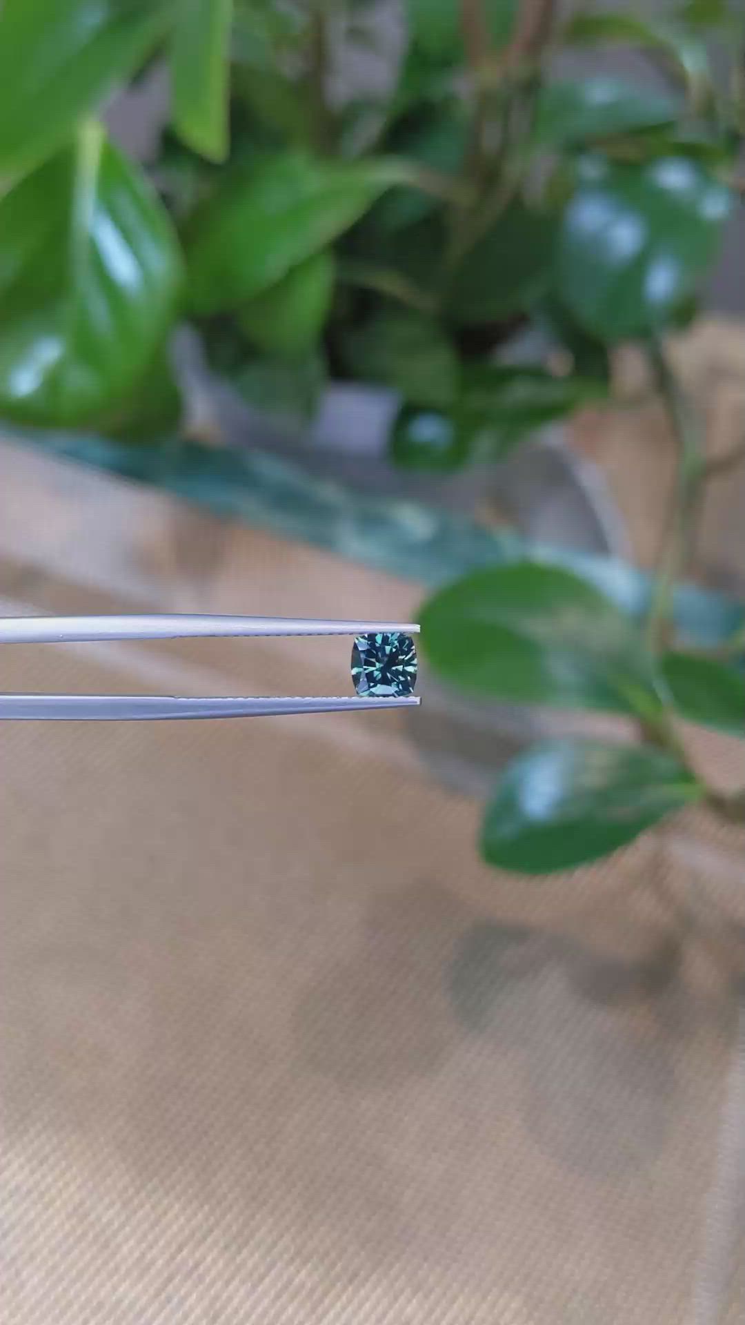 1.02 Ct. Bluish Green Sapphire from Montana Size Video