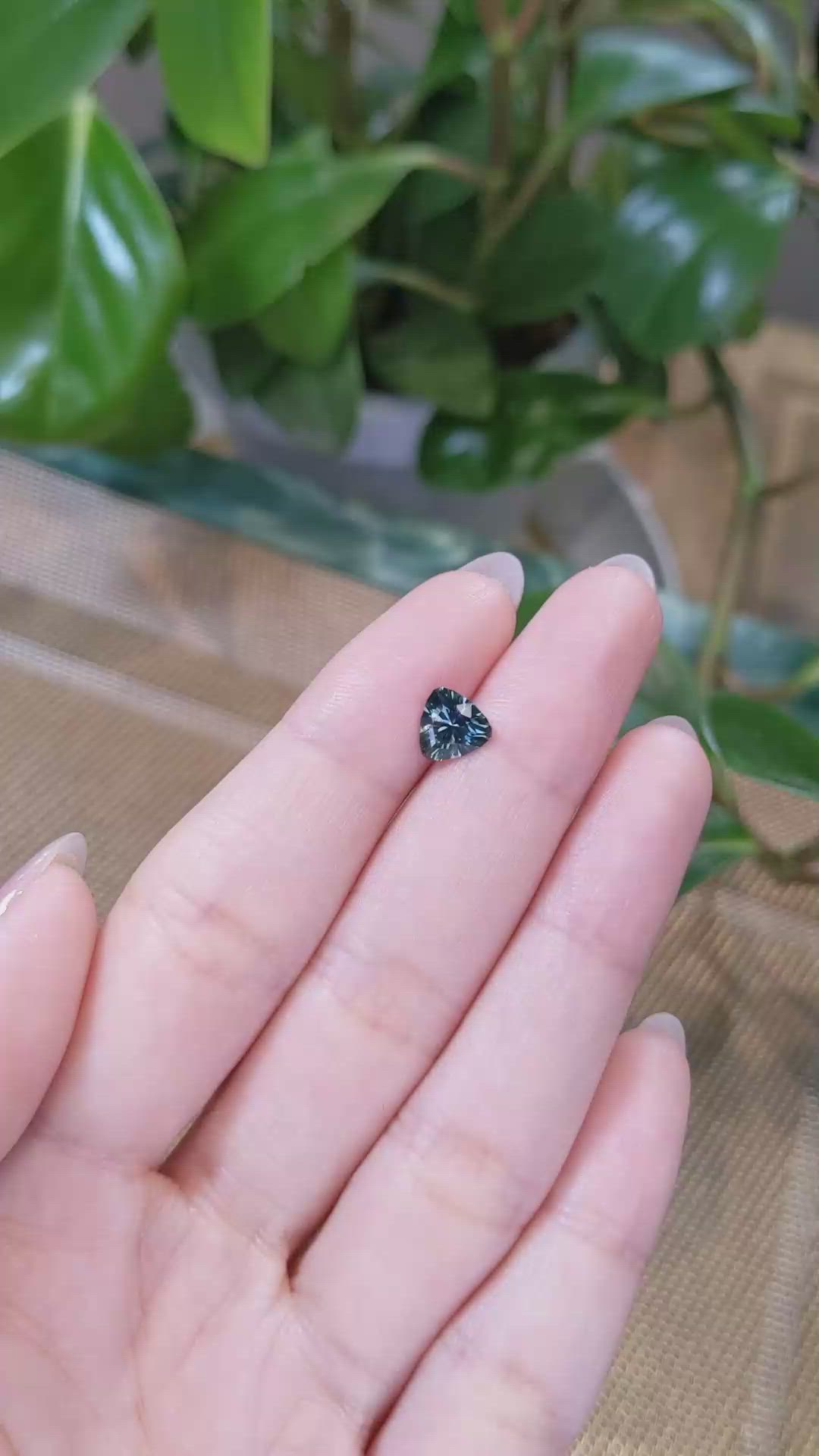 1.29 Ct. Bluish Green Sapphire from Montana Size Video