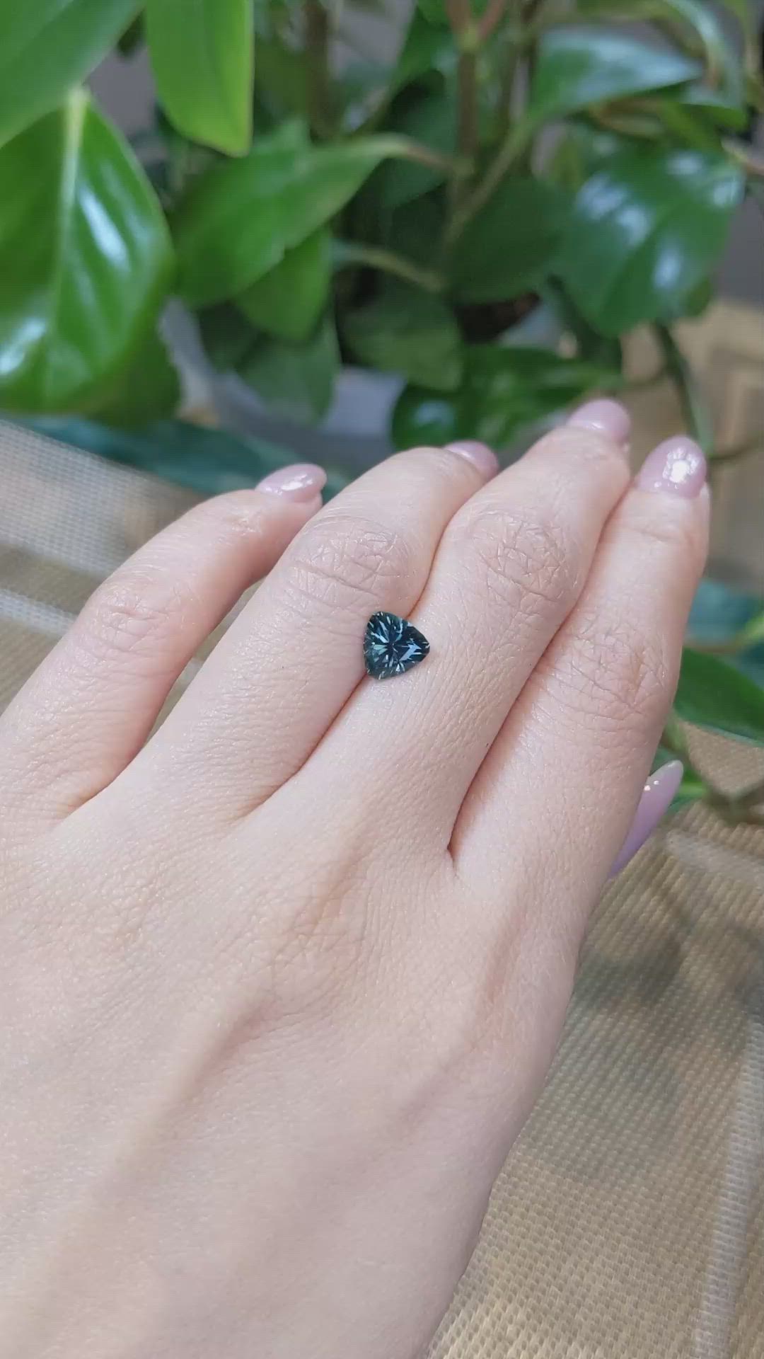 1.29 Ct. Bluish Green Sapphire from Montana Size Video