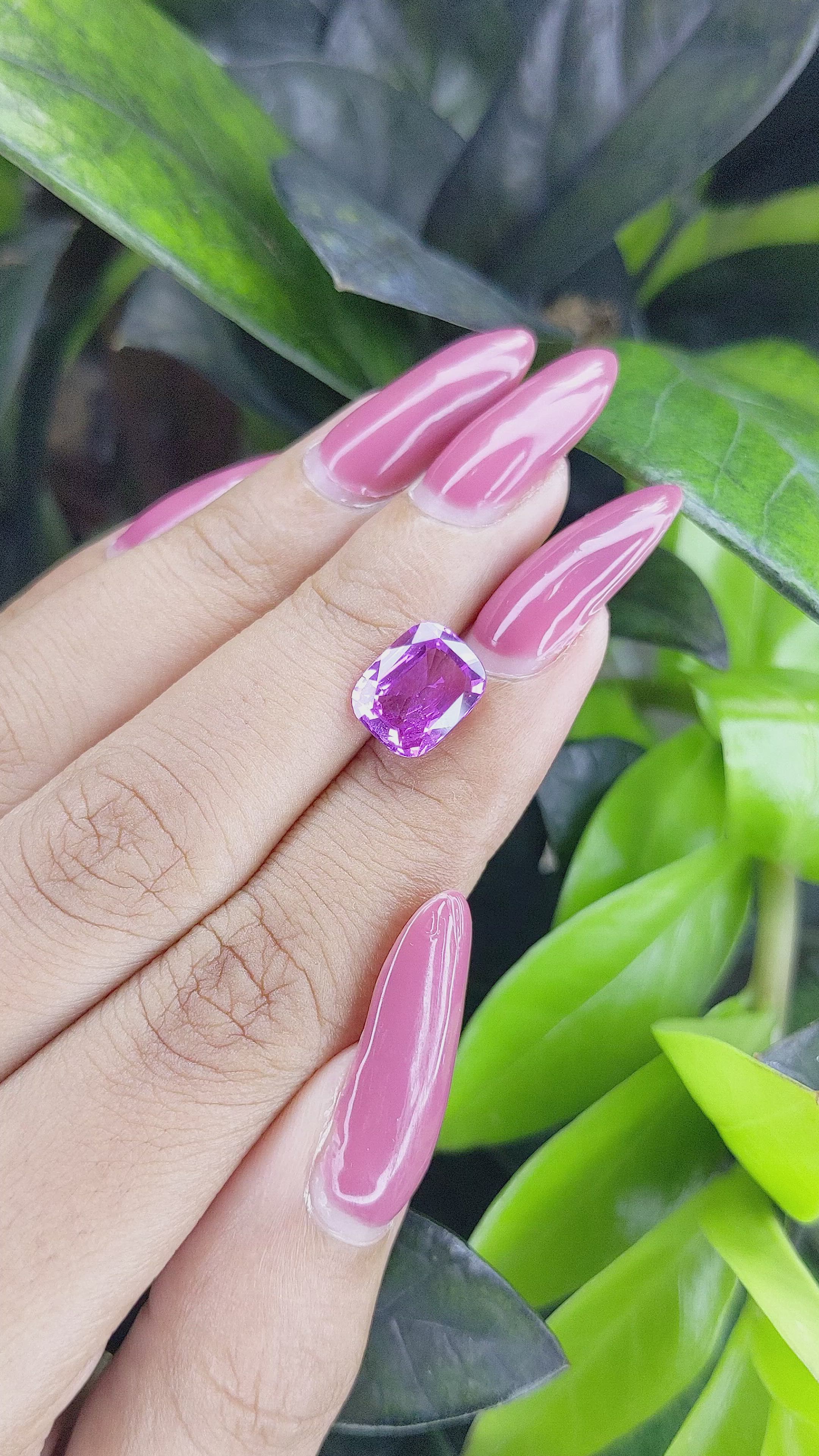 3.51 Ct. Pinkish Purple Sapphire from Madagascar Size Video