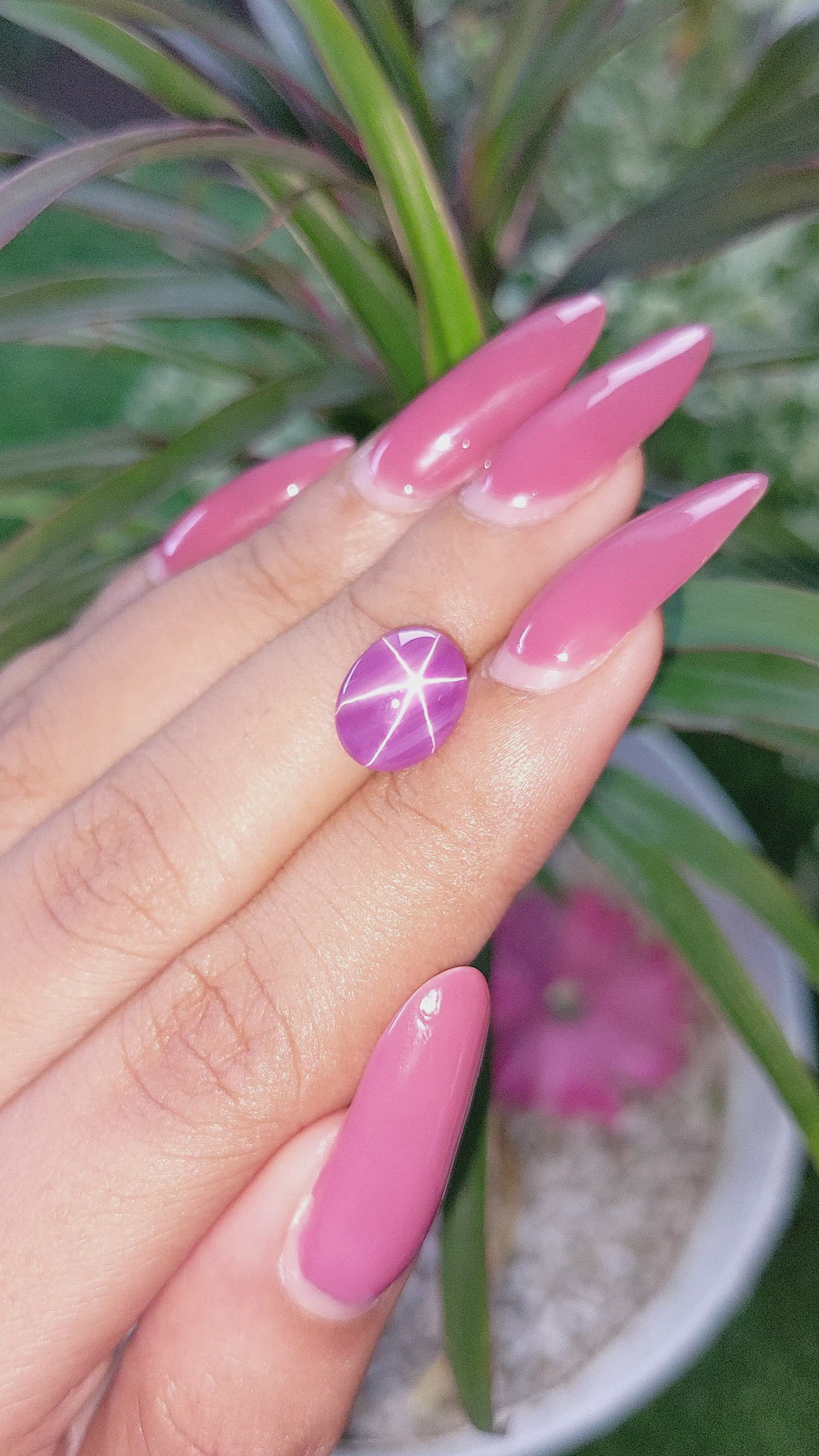 4.78 Ct. Pinkish Purple Star Sapphire from Ceylon (Sri Lanka) Size Video