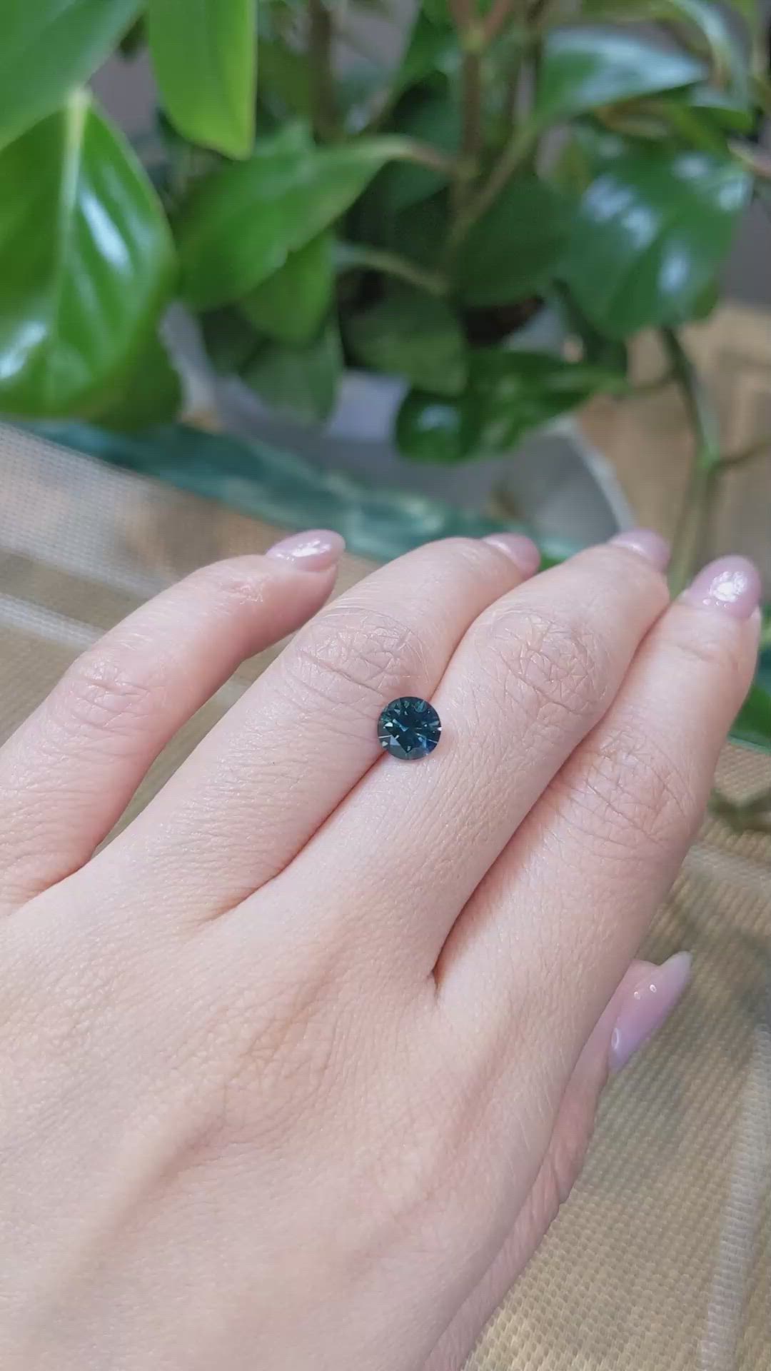 1.22 Ct. Bluish Green Sapphire from Montana Size Video