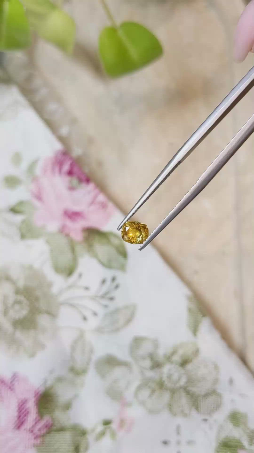 0.89 Ct. Yellowish Orange Sapphire from Montana Size Video