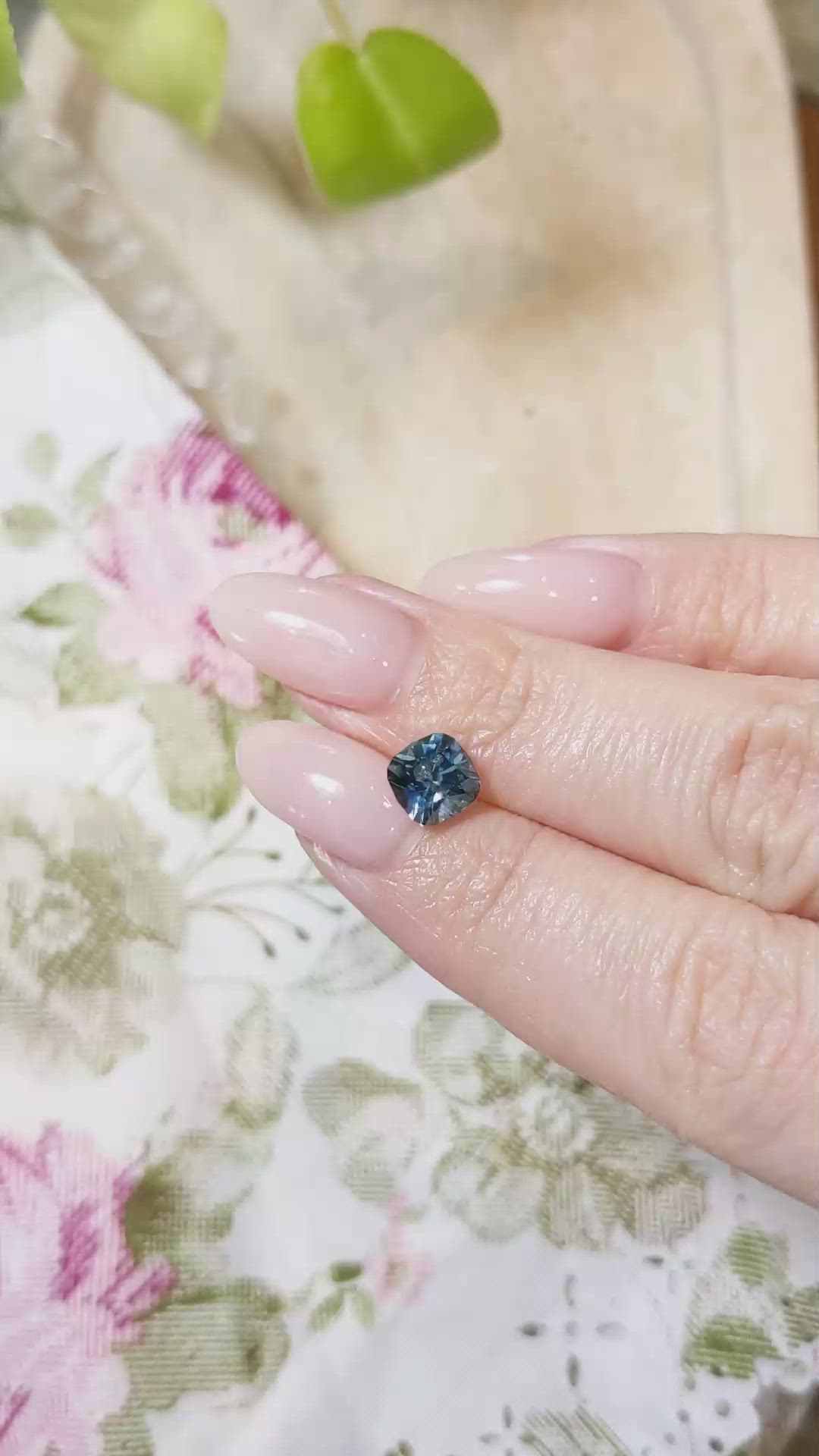 1.96 Ct. Greenish Blue Sapphire from Montana Size Video