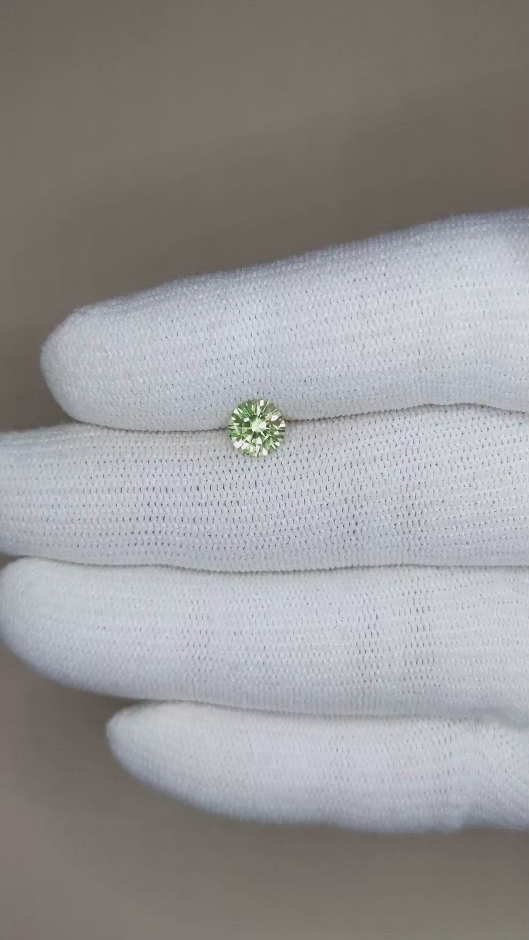 0.94 Ct. Yellowish Green Sapphire from Montana Size Video