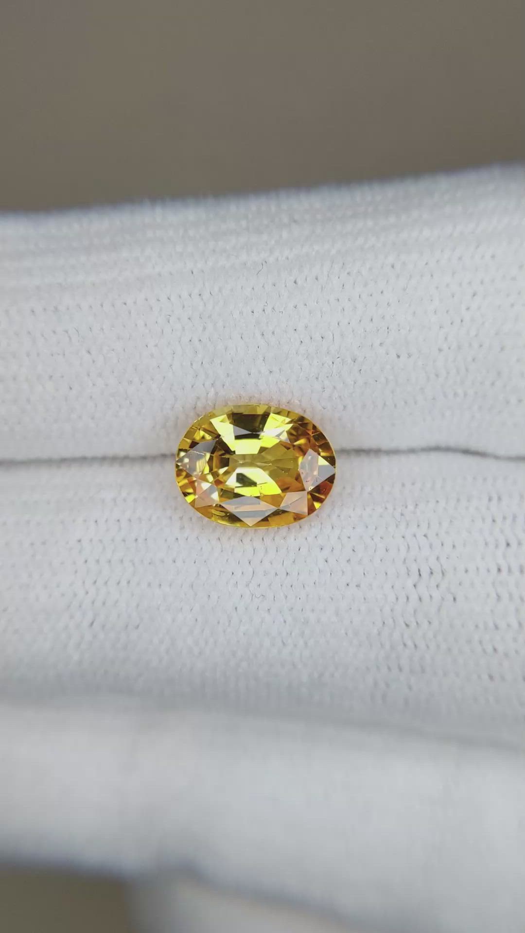 2.16 Ct. Yellow Sapphire from Ceylon (Sri Lanka) Size Video