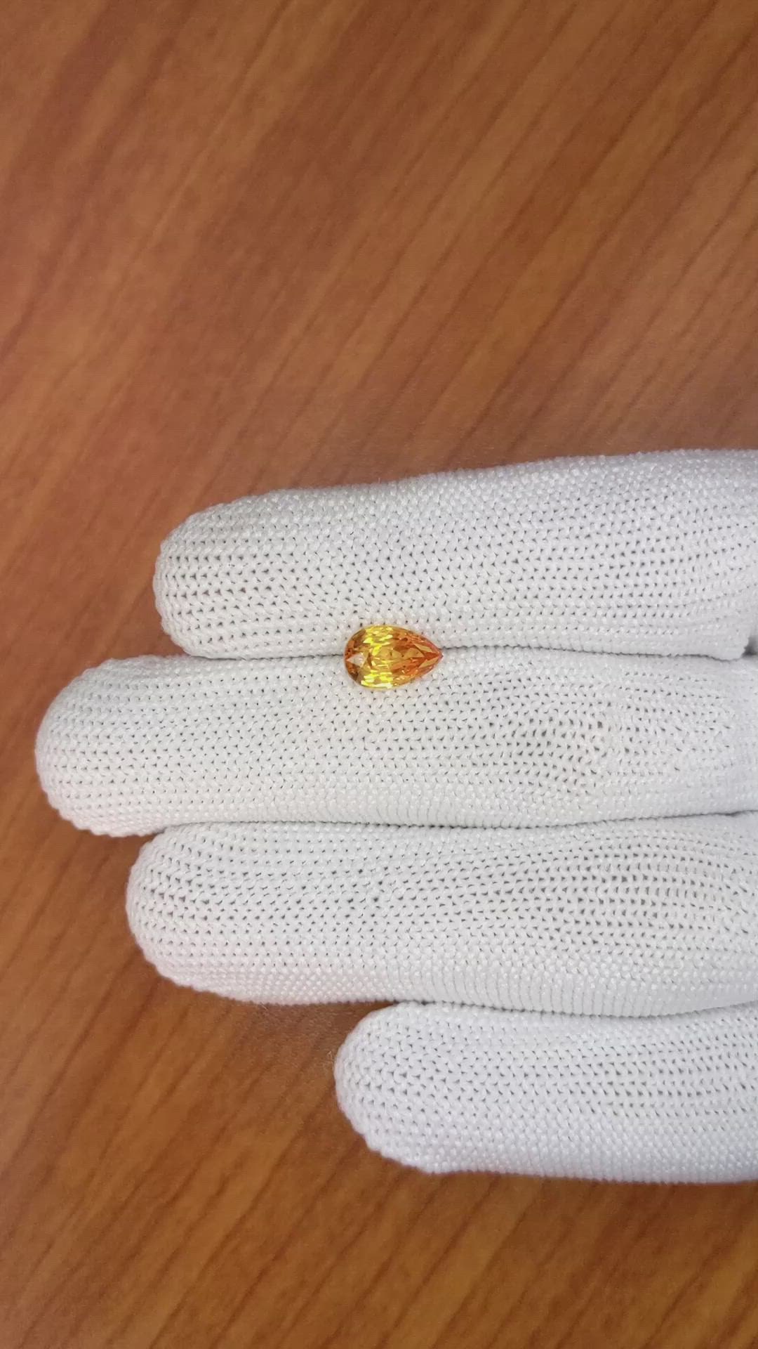 2.06 Ct. Yellowish Orange Sapphire from Ceylon (Sri Lanka) Size Video