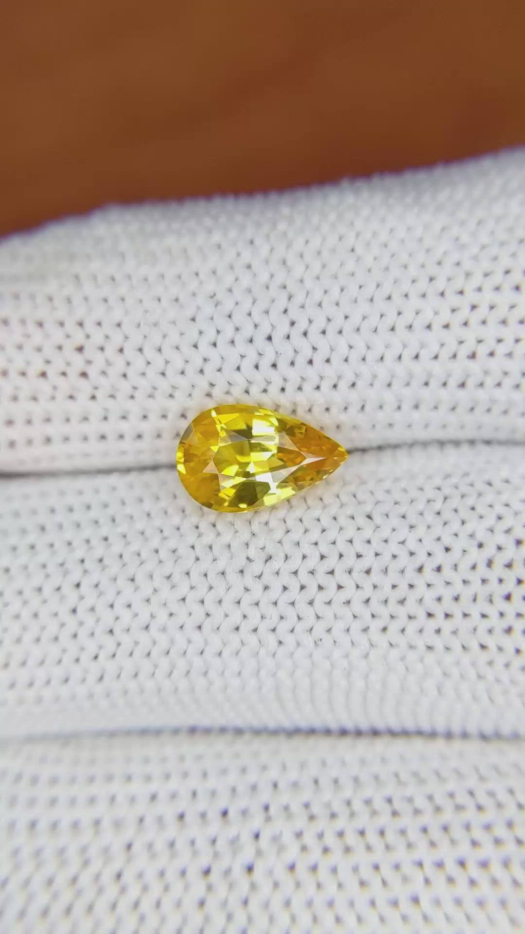 2.05 Ct. Orangish Yellow Sapphire from Ceylon (Sri Lanka) Size Video