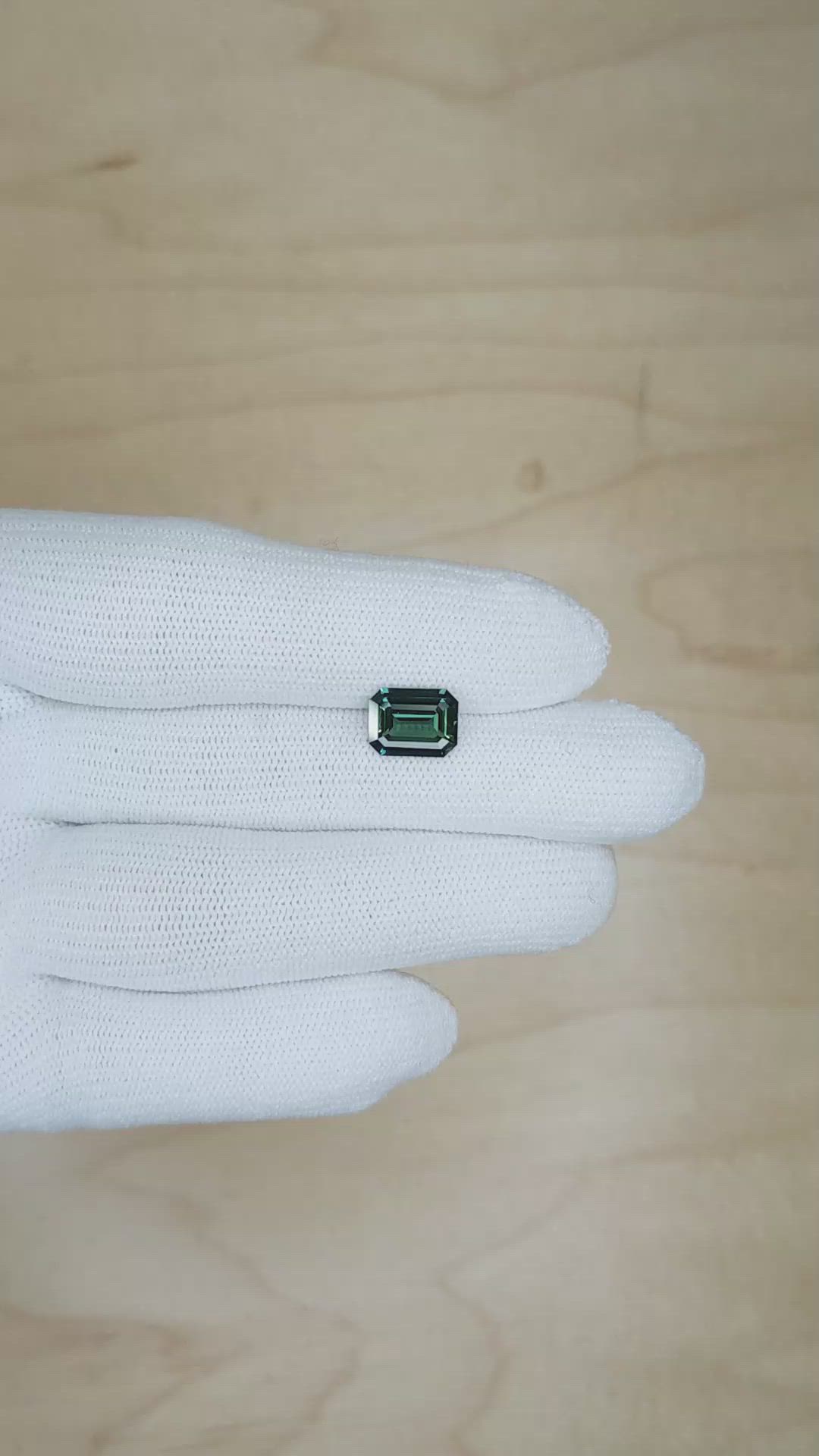 2.52 Ct. Bluish Green Sapphire from Madagascar Size Video