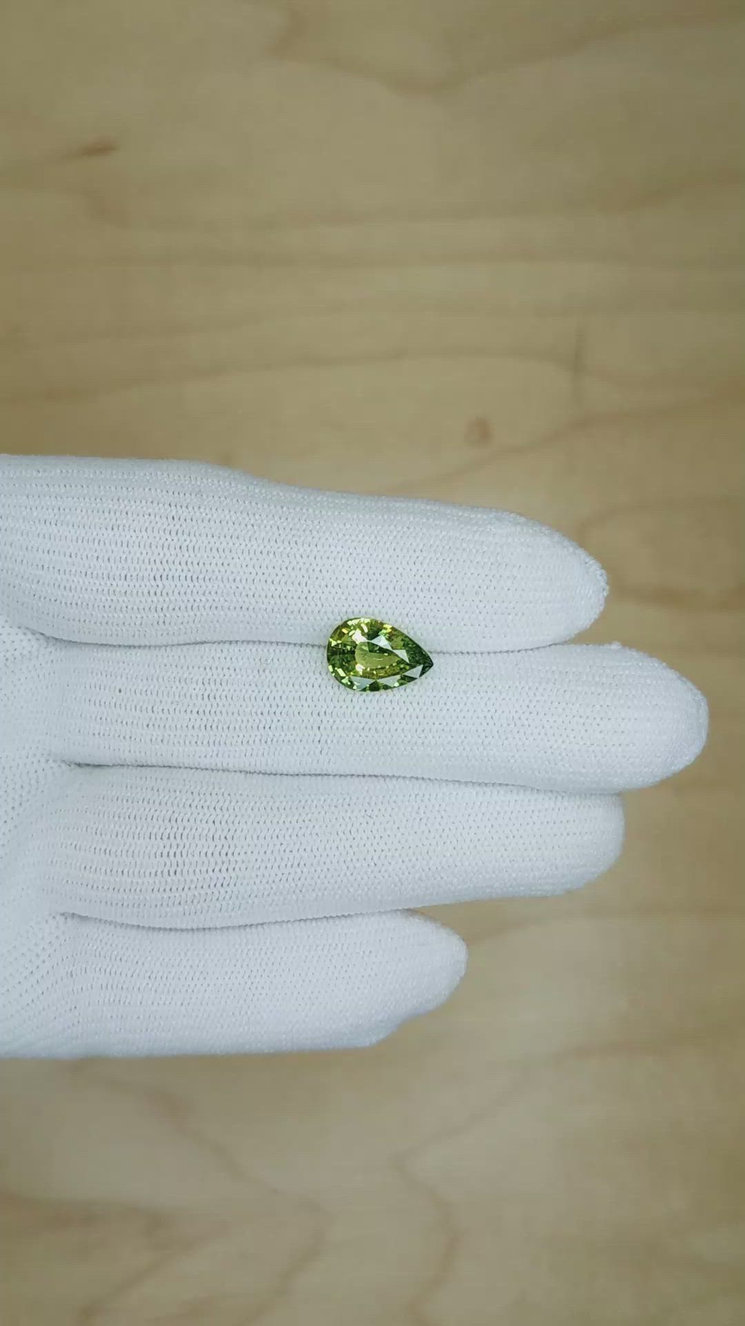 2.61 Ct. Yellowish Green Sapphire from Madagascar Size Video