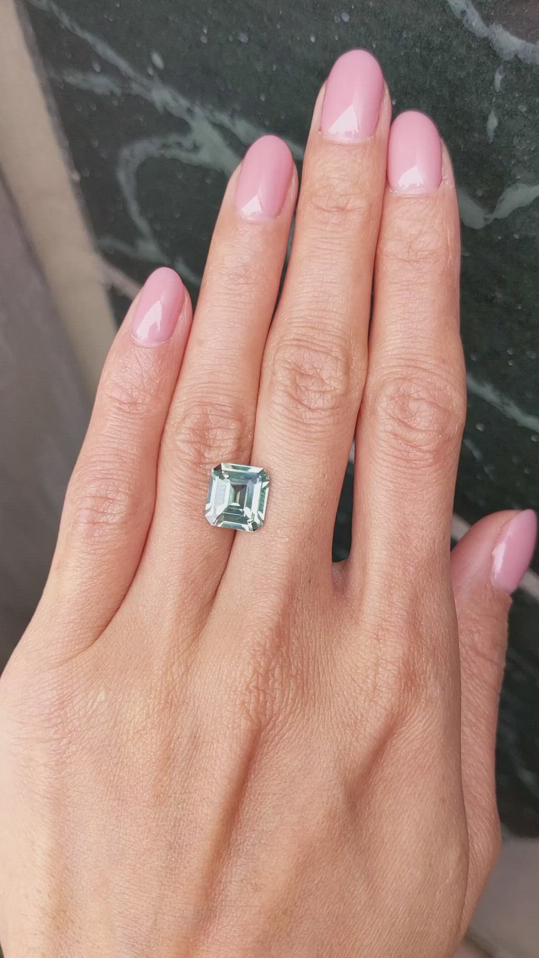 4.58 Ct. Bluish Green Sapphire from Madagascar Size Video