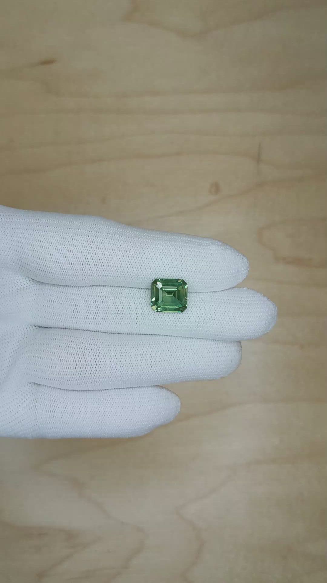 4.58 Ct. Bluish Green Sapphire from Madagascar Size Video