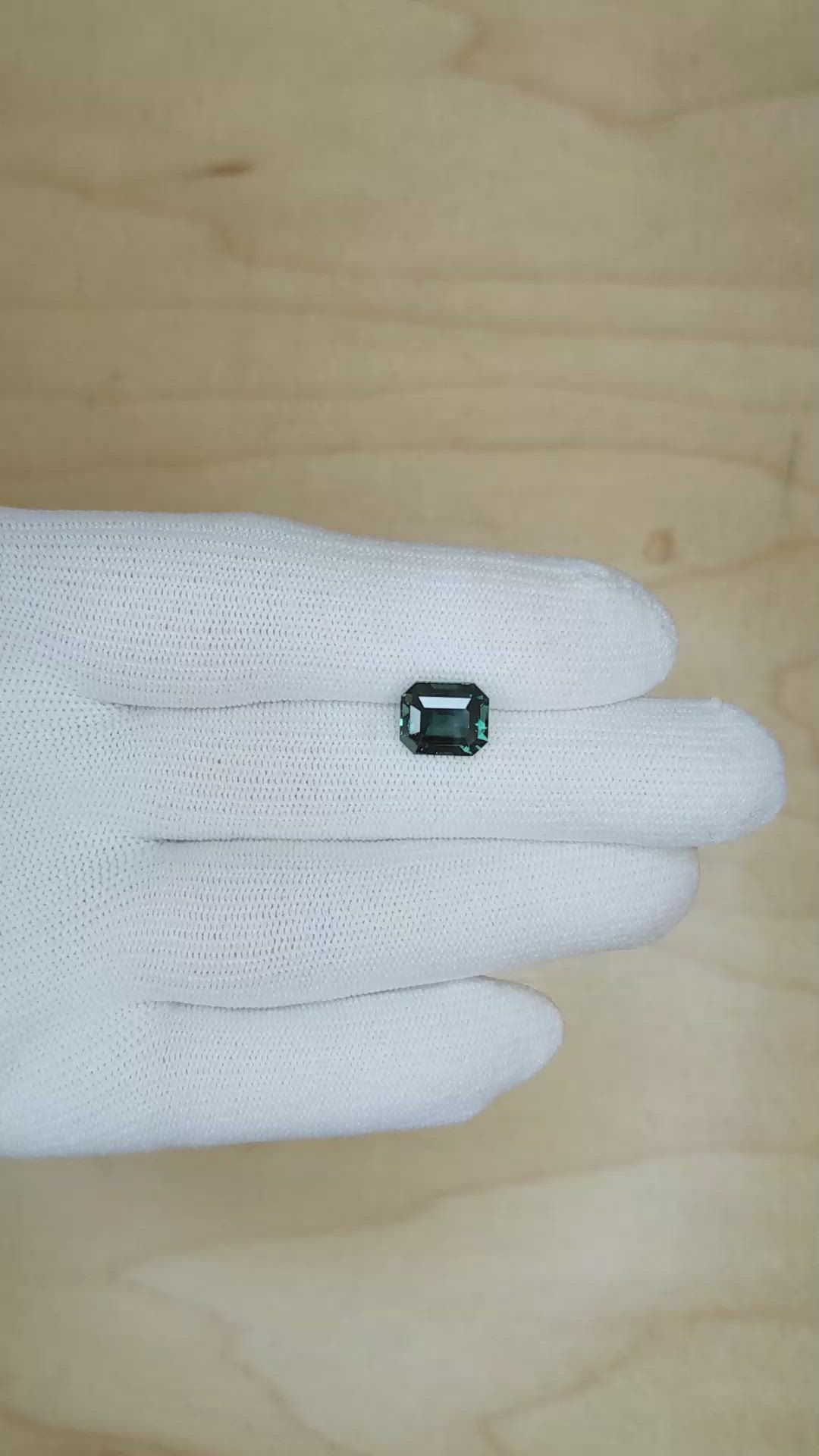 3.52 Ct. Bluish Green Sapphire from Madagascar Size Video