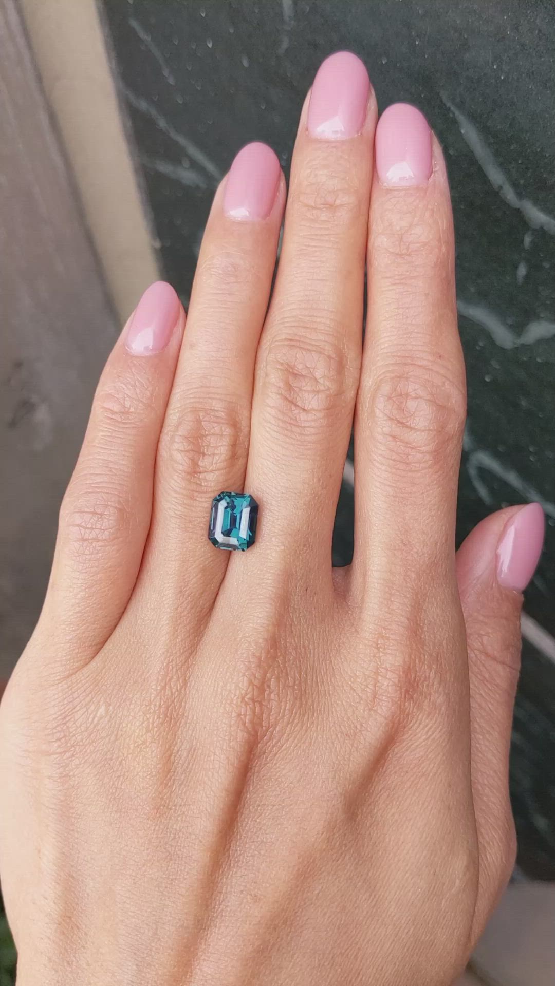 3.52 Ct. Bluish Green Sapphire from Madagascar Size Video