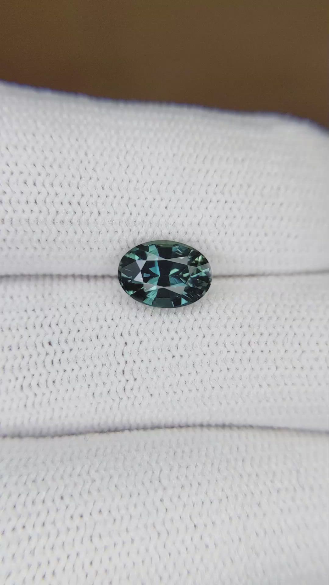 1.59 Ct. Greenish Blue Sapphire from Madagascar Size Video