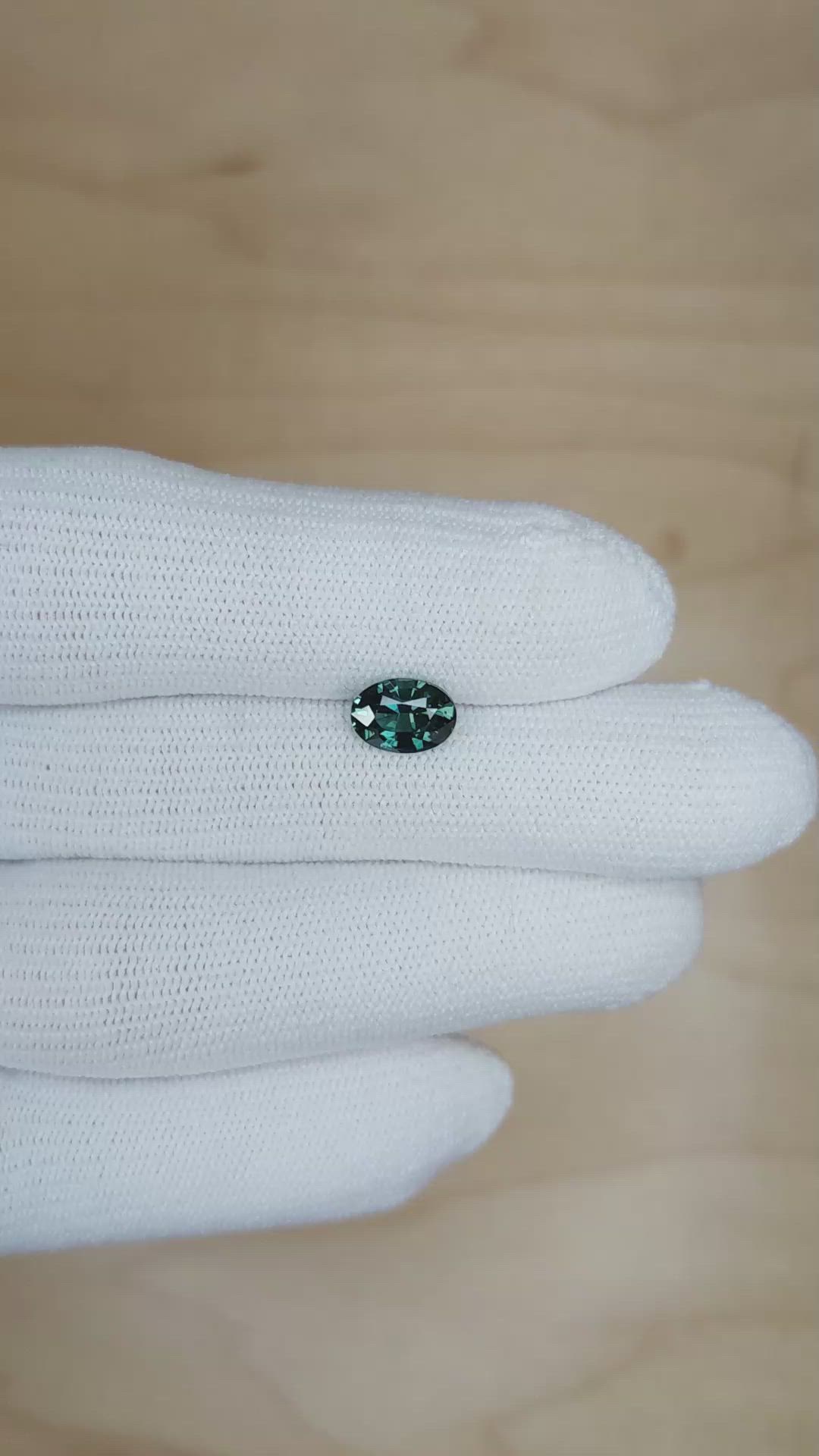 1.59 Ct. Greenish Blue Sapphire from Madagascar Size Video