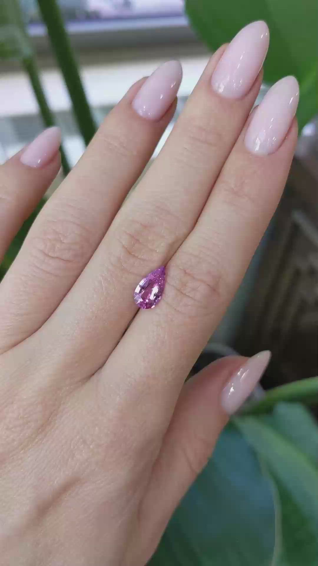 1.35 Ct. Purplish Pink Sapphire from Ceylon (Sri Lanka) Size Video