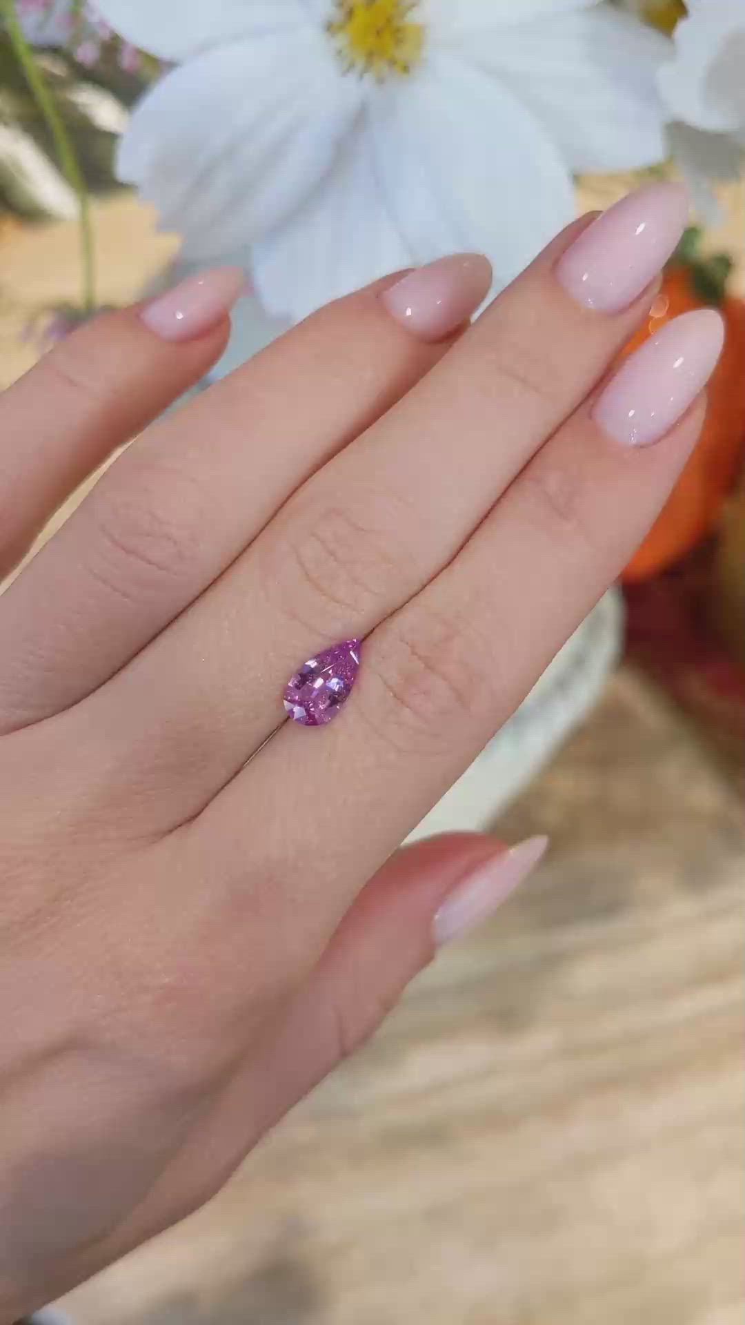 1.35 Ct. Purplish Pink Sapphire from Ceylon (Sri Lanka) Size Video