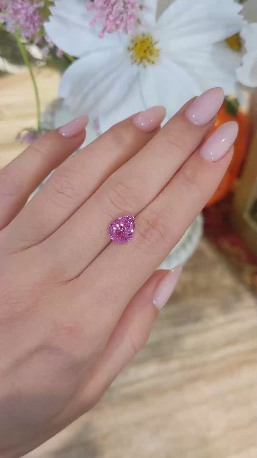 3.02 Ct. Reddish Pink Sapphire from Ceylon (Sri Lanka) Size Video