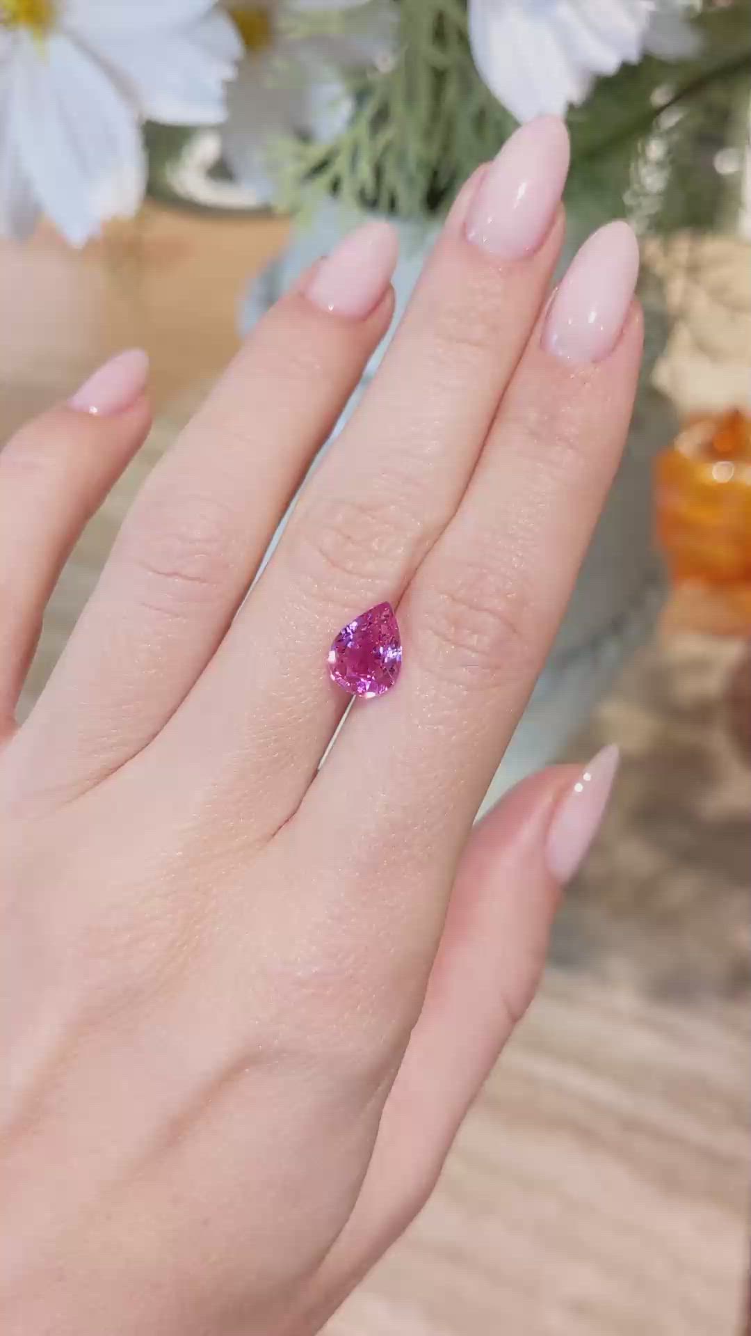 3.03 Ct. Reddish Pink Sapphire from Ceylon (Sri Lanka) Size Video
